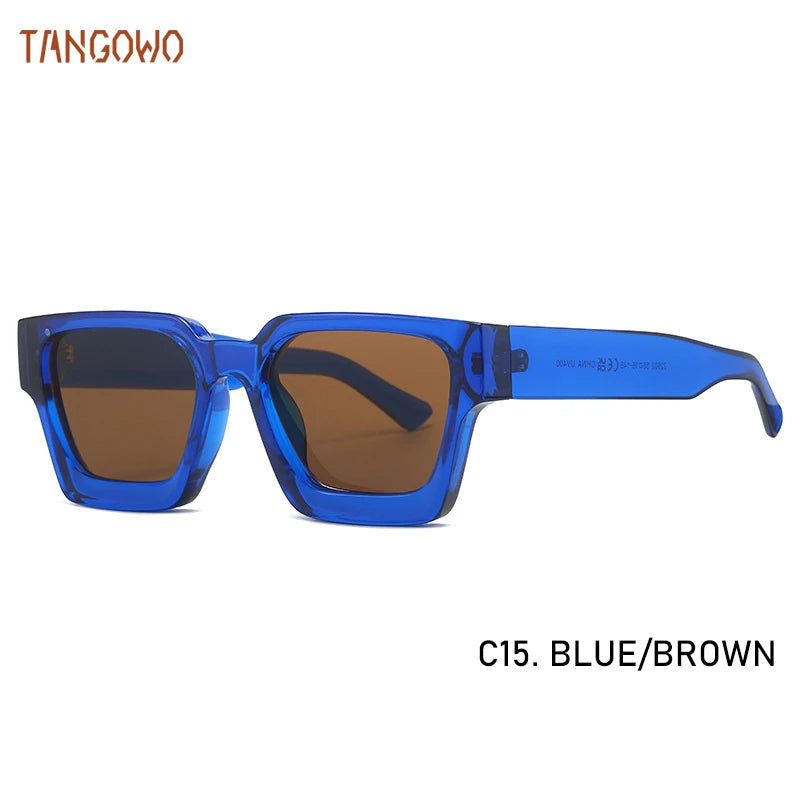 TANGOWO Sunglasses For Street Photography And Beach Unisex Trips Driving Plastic Fashion Square Frame Accessories Glasses Trendy