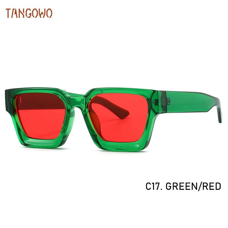 TANGOWO Sunglasses For Street Photography And Beach Unisex Trips Driving Plastic Fashion Square Frame Accessories Glasses Trendy