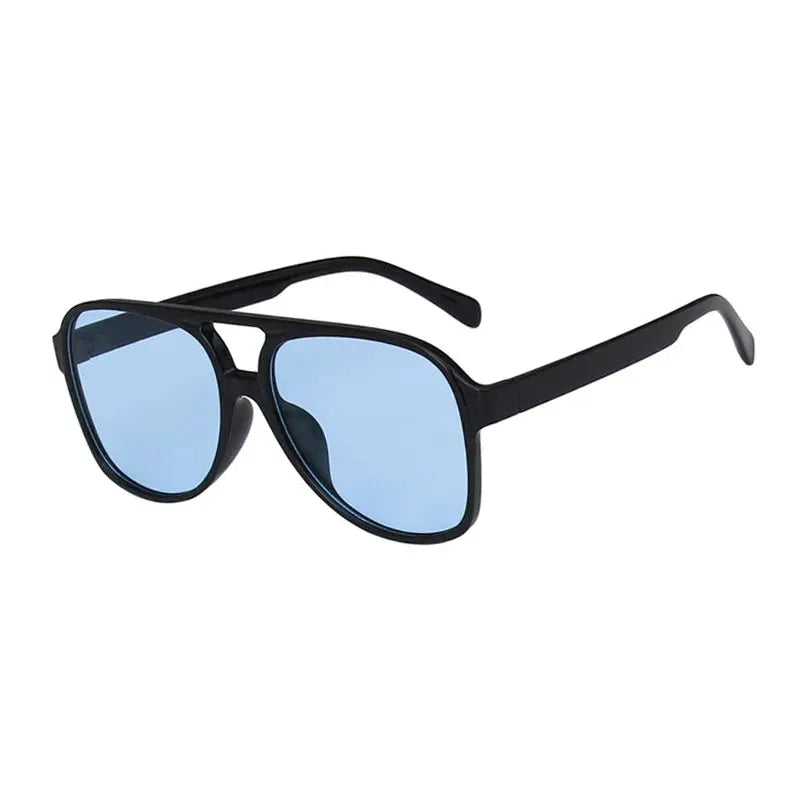 SHAUNA pilot sunglasses, black frame with blue lenses, UV400 protection – Astroshadez