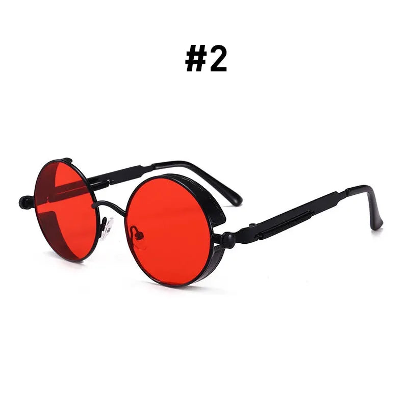 VIVIBEE Vintage Steampunk Red Sunglasses Men Round Punk Alloy Metal Retro Sun Glasses Women 2026 Goggles Gothic Style Shades by ASTROSHADEZ.COM