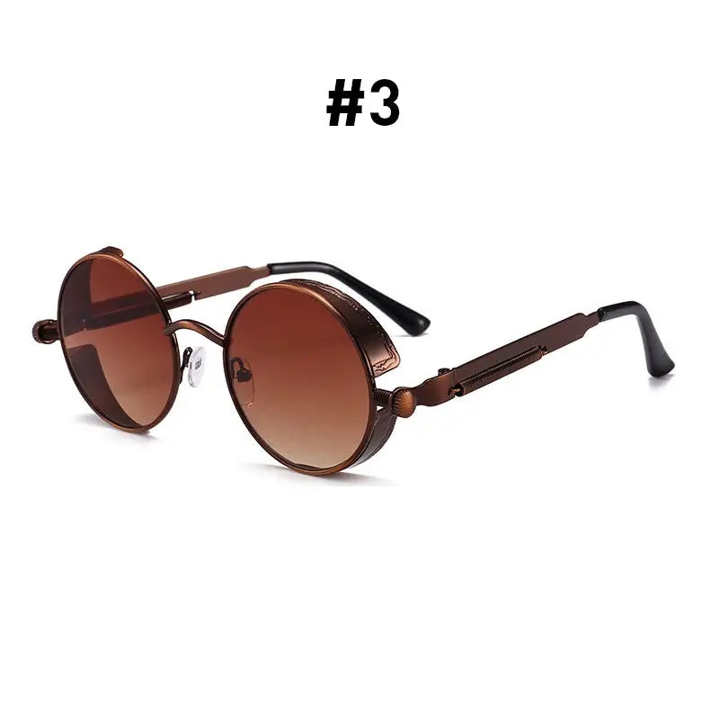 Aurelius Crimson Gold Round Steampunk Sunglasses Astroshadez by ASTROSHADEZ.COM