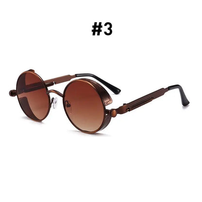 VIVIBEE Vintage Steampunk Red Sunglasses Men Round Punk Alloy Metal Retro Sun Glasses Women 2026 Goggles Gothic Style Shades by ASTROSHADEZ.COM