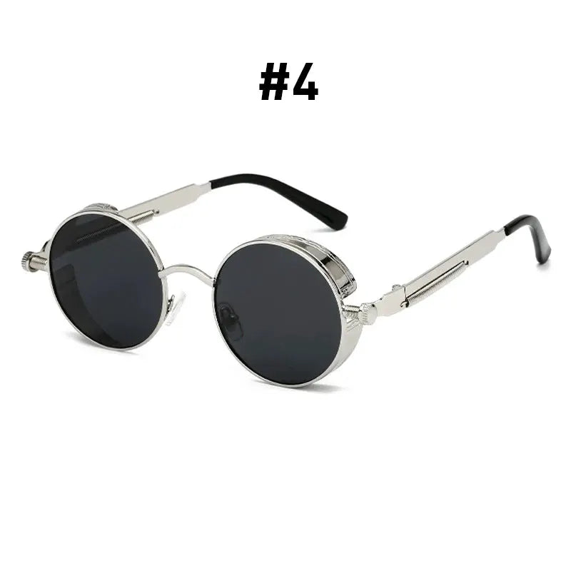 VIVIBEE Vintage Steampunk Red Sunglasses Men Round Punk Alloy Metal Retro Sun Glasses Women 2026 Goggles Gothic Style Shades by ASTROSHADEZ.COM