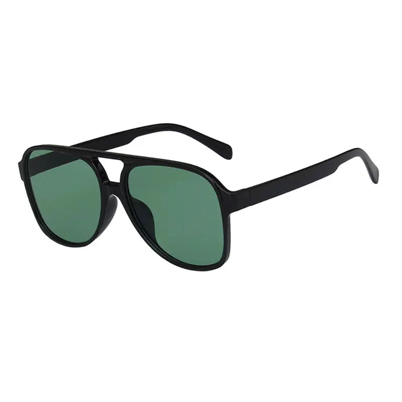 SHAUNA pilot sunglasses, black frame, green lenses, UV400 protection – Astroshadez