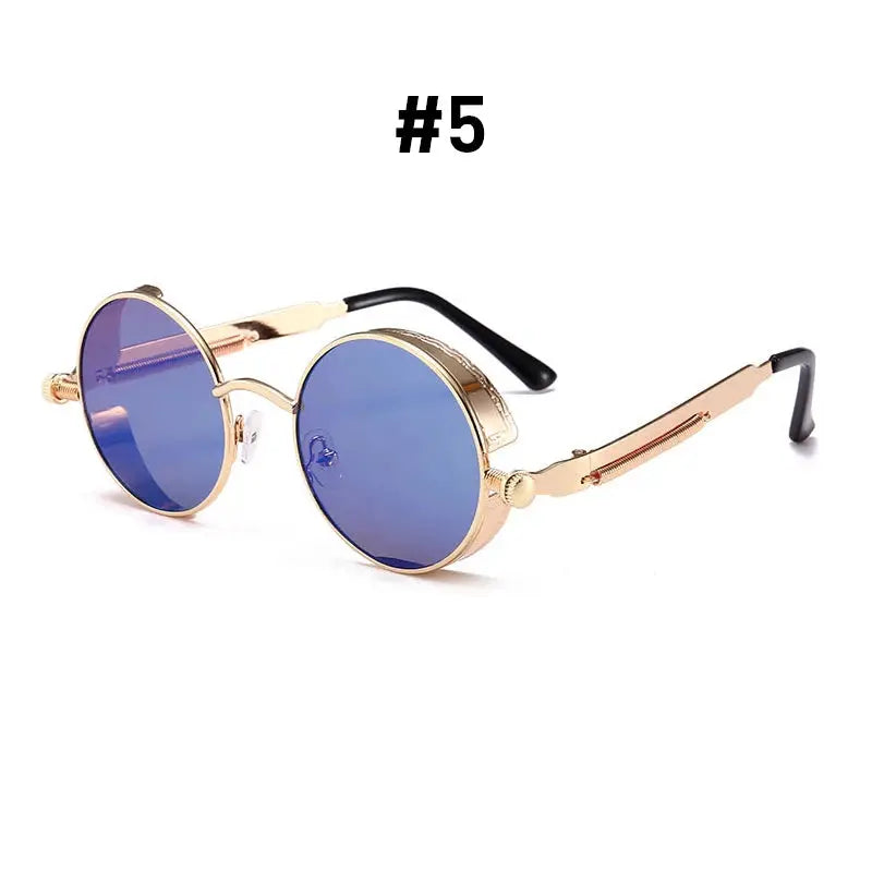 VIVIBEE Vintage Steampunk Red Sunglasses Men Round Punk Alloy Metal Retro Sun Glasses Women 2026 Goggles Gothic Style Shades by ASTROSHADEZ.COM