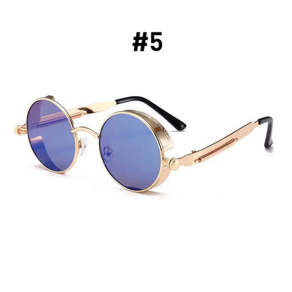 VIVIBEE Vintage Steampunk Red Sunglasses Men Round Punk Alloy Metal Retro Sun Glasses Women 2026 Goggles Gothic Style Shades by ASTROSHADEZ.COM