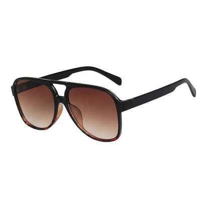 Sunglasses black pilot frame with brown gradient lenses, retro style – Astroshadez