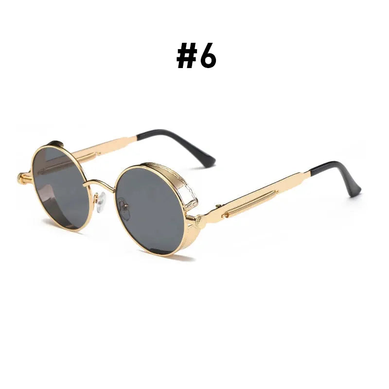 Aurelius Crimson Gold Round Steampunk Sunglasses Astroshadez by ASTROSHADEZ.COM