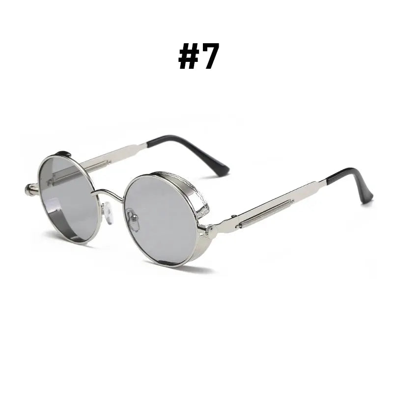 Aurelius Crimson Gold Round Steampunk Sunglasses Astroshadez by ASTROSHADEZ.COM