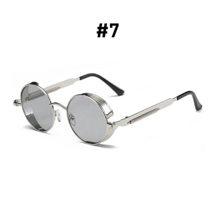 VIVIBEE Vintage Steampunk Red Sunglasses Men Round Punk Alloy Metal Retro Sun Glasses Women 2026 Goggles Gothic Style Shades by ASTROSHADEZ.COM