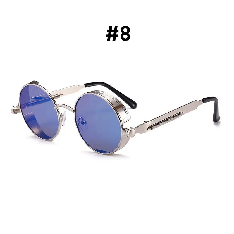 Aurelius Crimson Gold Round Steampunk Sunglasses Astroshadez by ASTROSHADEZ.COM