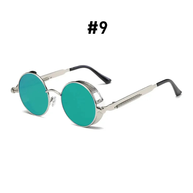 Aurelius Crimson Gold Round Steampunk Sunglasses Astroshadez by ASTROSHADEZ.COM