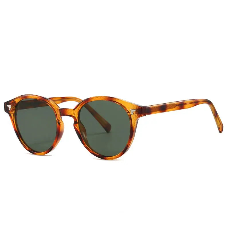 SHAUNA round tortoiseshell sunglasses with green lenses, UV400, retro punk style – Astroshadez