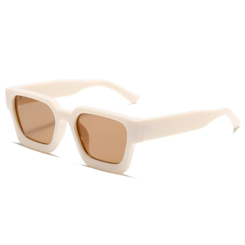 SHAUNA Retro Square Sunglasses Thick Frame Enhanced Metal Hinge UV400