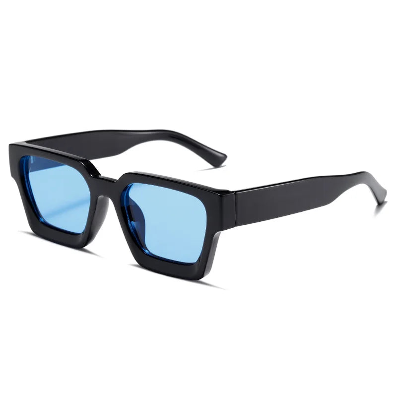 SHAUNA Retro Square Sunglasses Thick Frame Enhanced Metal Hinge UV400