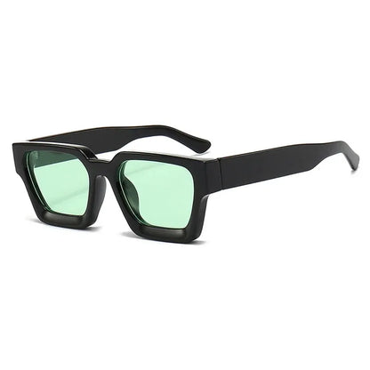 SHAUNA Ins Popular Women Square Sunglasses with black thick frame and green lenses UV400 – Astroshadez