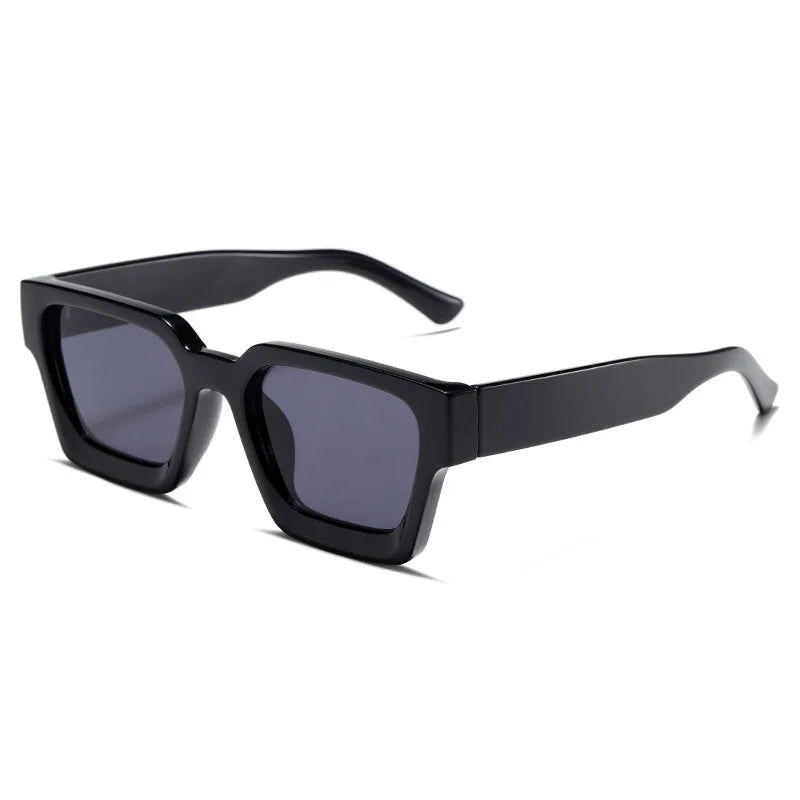 SHAUNA Retro Square Sunglasses Thick Frame Enhanced Metal Hinge UV400
