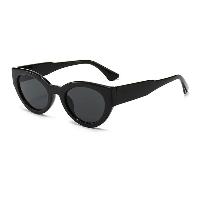 SHAUNA retro women cat-eye sunglasses, black frame with dark gray lenses, UV400 – Astroshadez