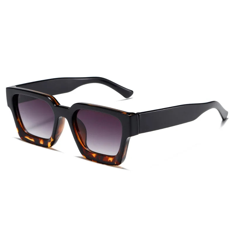 SHAUNA Retro Square Sunglasses Thick Frame Enhanced Metal Hinge UV400
