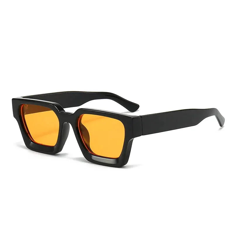 SHAUNA Ins Popular Women Square Sunglasses with black chunky frame and orange lenses – Astroshadez