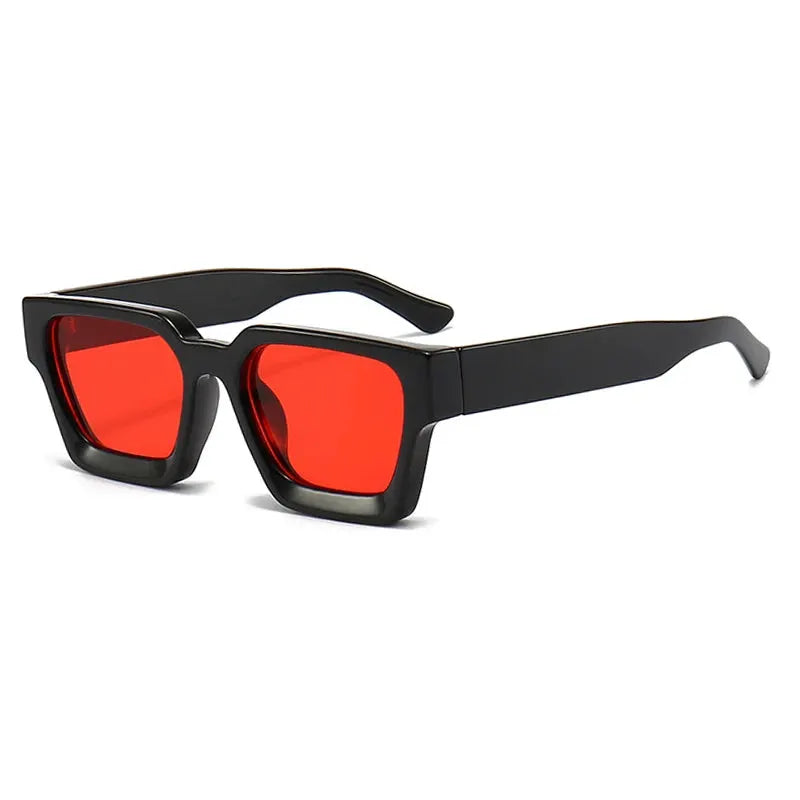 SHAUNA Ins popular women square sunglasses, black frame with red tinted lenses – Astroshadez