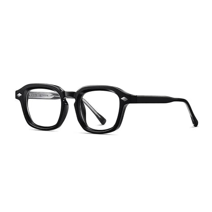 SHAUNA Fashion Square sunglasses with black thick frames, retro rivet accents, clear lenses – Astroshadez