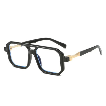 SHAUNA double-bridge square sunglasses with black frame and blue gradient lenses – Astroshadez