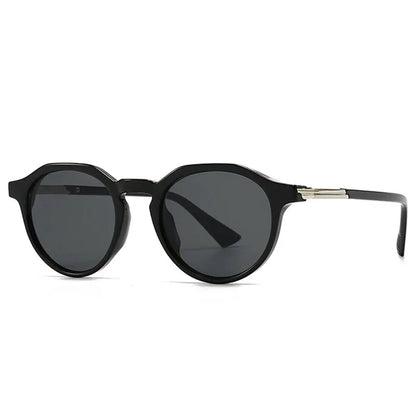 SHAUNA round sunglasses, black frame with dark gray lenses, retro punk style UV400 – Astroshadez