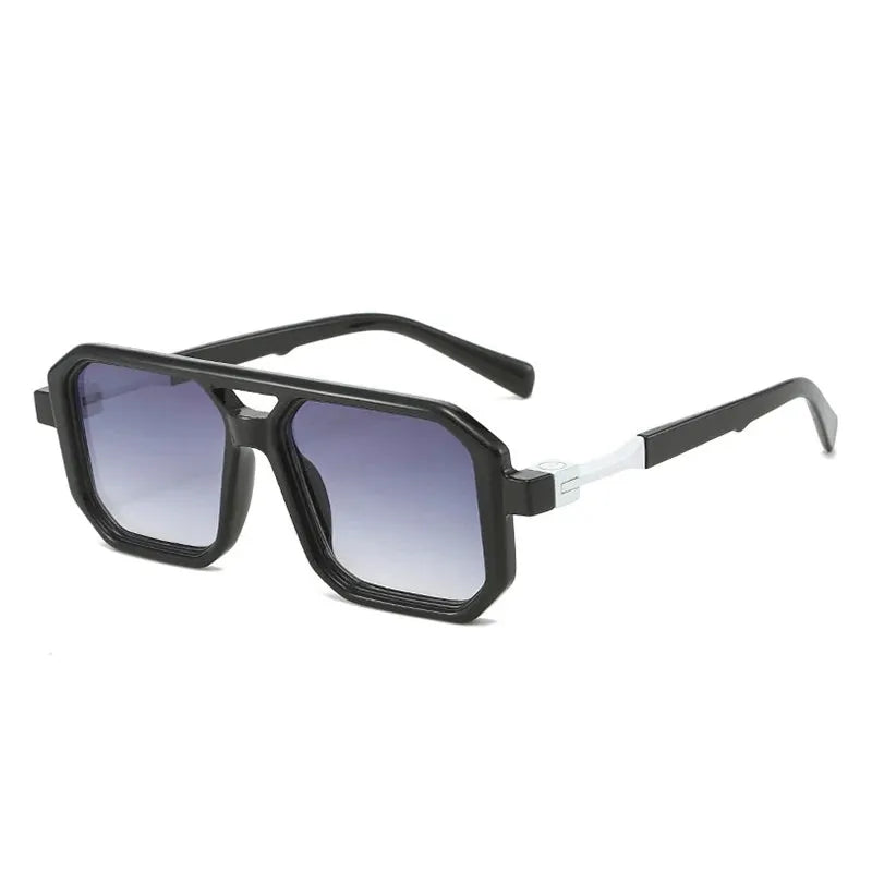 SHAUNA New double-bridges square sunglasses, black frame, gradient purple-blue lenses – Astroshadez