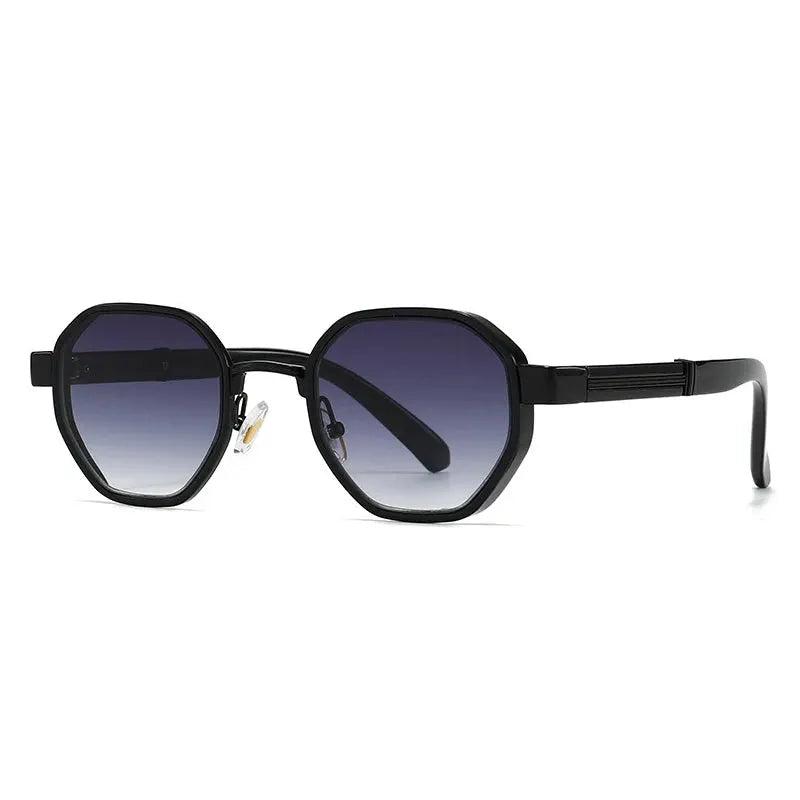 SHAUNA polygon metal square sunglasses with black frame and gradient lenses (dark to light) UV400 – Astroshadez