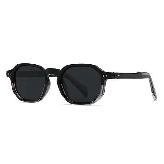 SHAUNA polygon square sunglasses with black frame and dark gray polarized lenses – Astroshadez