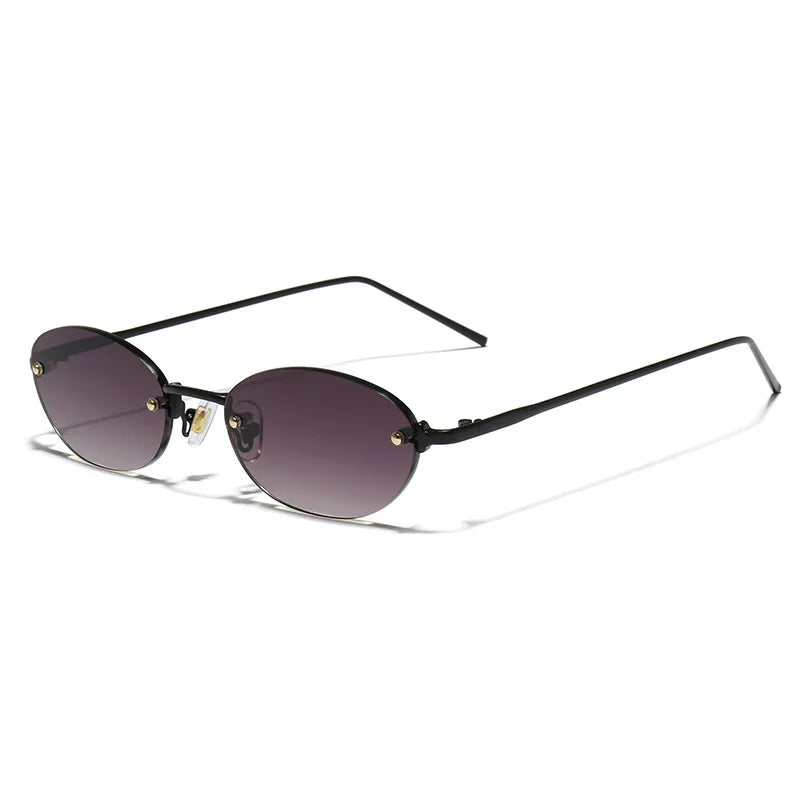 SHAUNA Fashion Small Oval Women Sunglasses Ins Popular Rimless Men Gradient Shades UV400