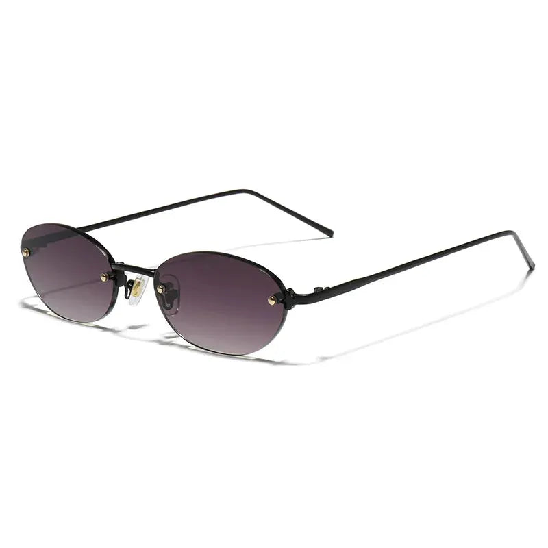Aurelius Gold Rimless Oval Gradient Lenses Sunglasses Astroshadez by ASTROSHADEZ.COM
