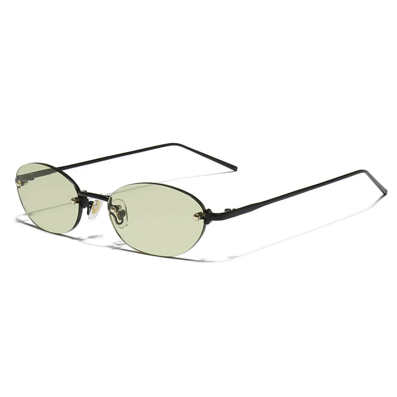 SHAUNA Fashion Small Oval Women Sunglasses Ins Popular Rimless Men Gradient Shades UV400