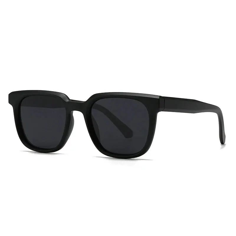 Sunglasses, black square-frame with dark gray lenses – Astroshadez