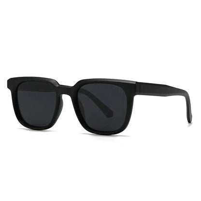 Sunglasses, black square-frame with dark gray lenses – Astroshadez