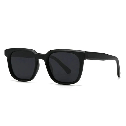 Sunglasses, black square-frame with dark gray lenses – Astroshadez