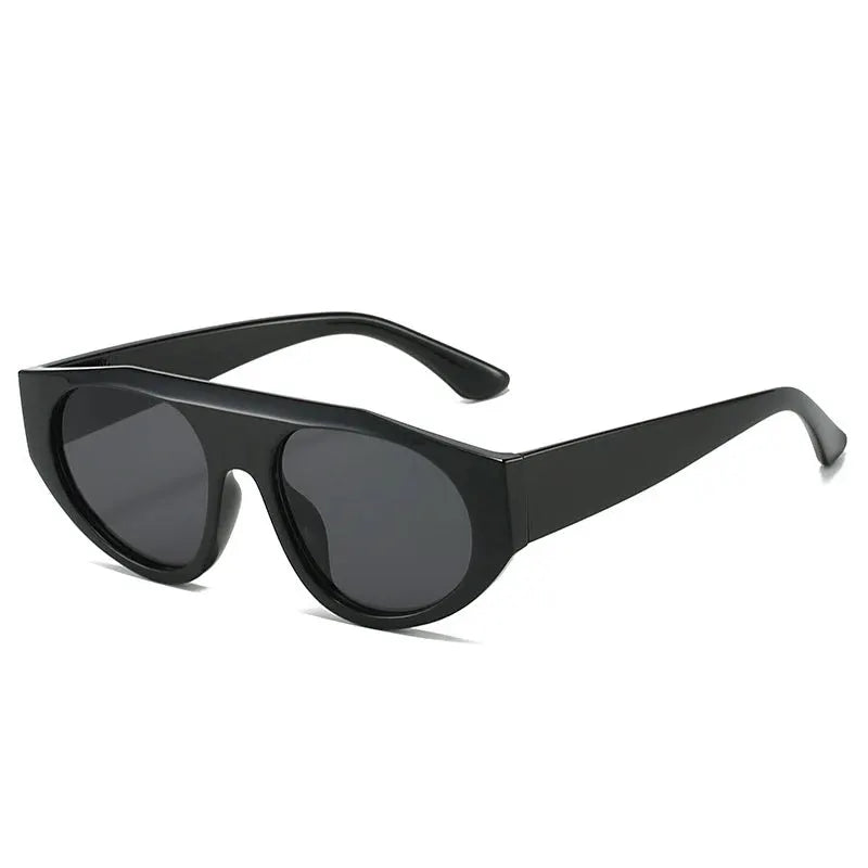 SHAUNA retro pilot sunglasses, black frame, dark gradient lenses, UV400 – Astroshadez