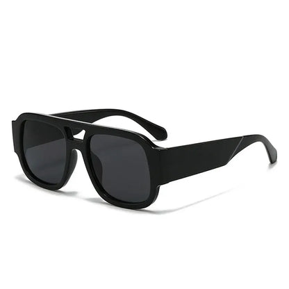 SHAUNA double-bridge square sunglasses, black frame, dark gray lenses – Astroshadez