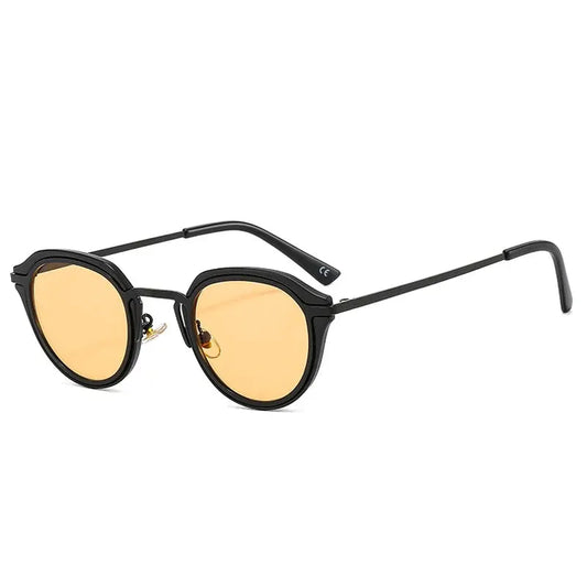 SHAUNA oval sunglasses, black frame, amber lenses – Astroshadez