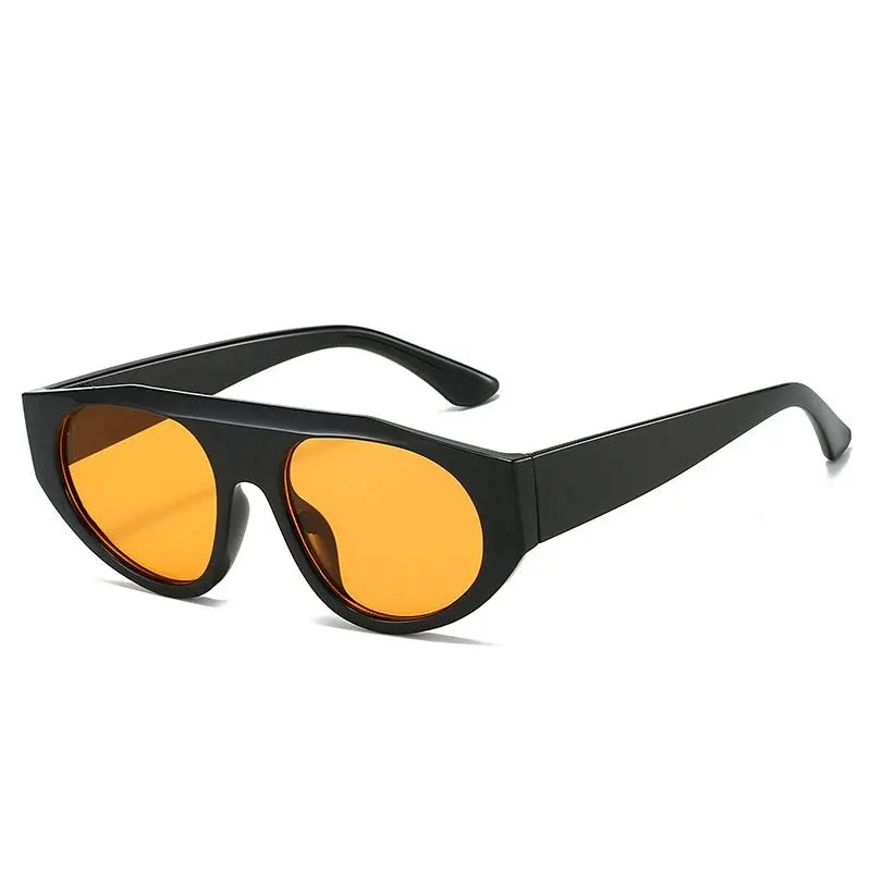 SHAUNA retro pilot sunglasses, black frame with orange gradient lenses, UV400 – Astroshadez