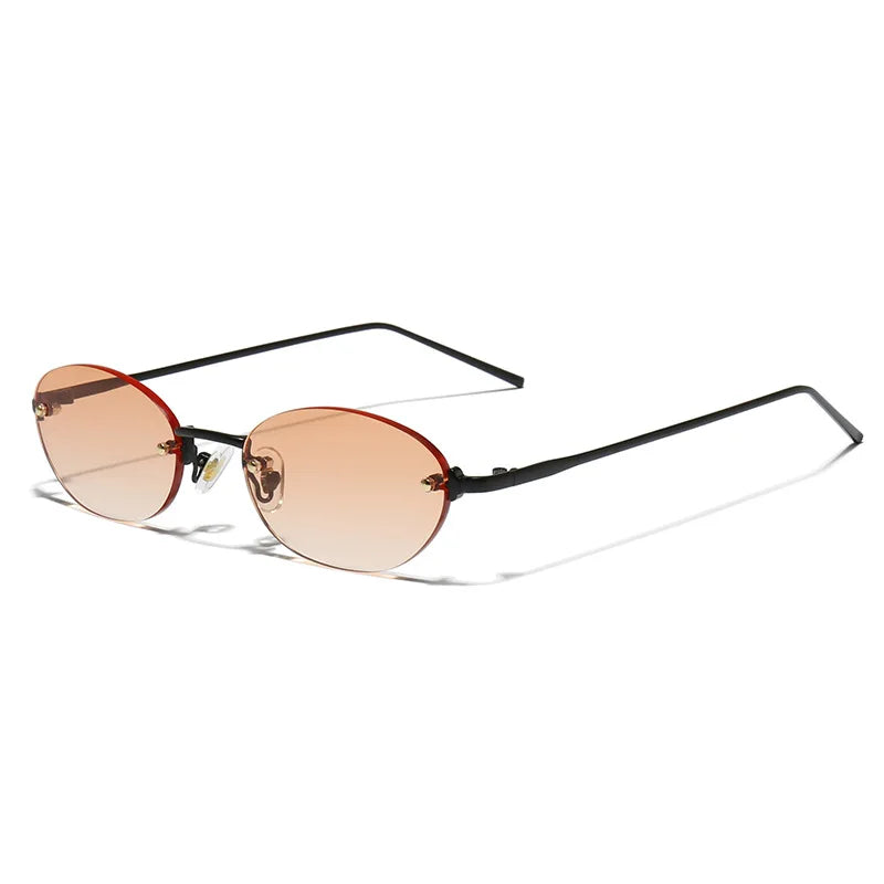 SHAUNA Fashion Small Oval Women Sunglasses Ins Popular Rimless Men Gradient Shades UV400