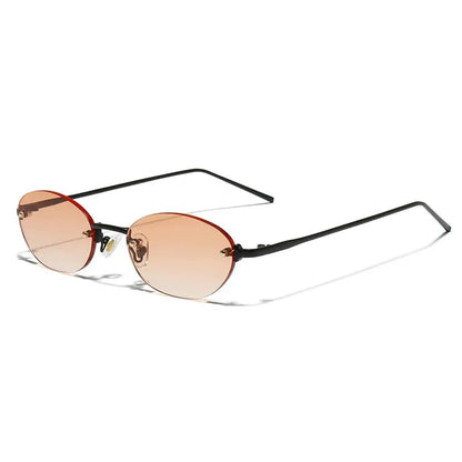 Aurelius Gold Rimless Oval Gradient Lenses Sunglasses Astroshadez by ASTROSHADEZ.COM