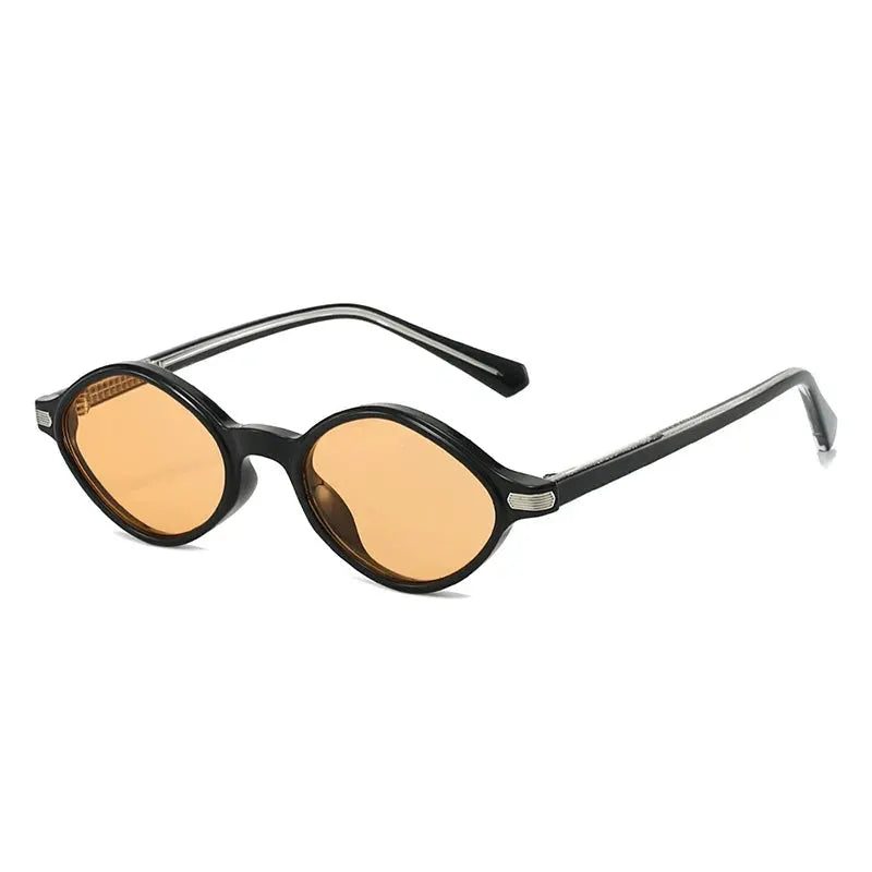 SHAUNA vintage polygon cat-eye sunglasses, black frame, amber lenses, rivet accents, UV400 – Astroshadez