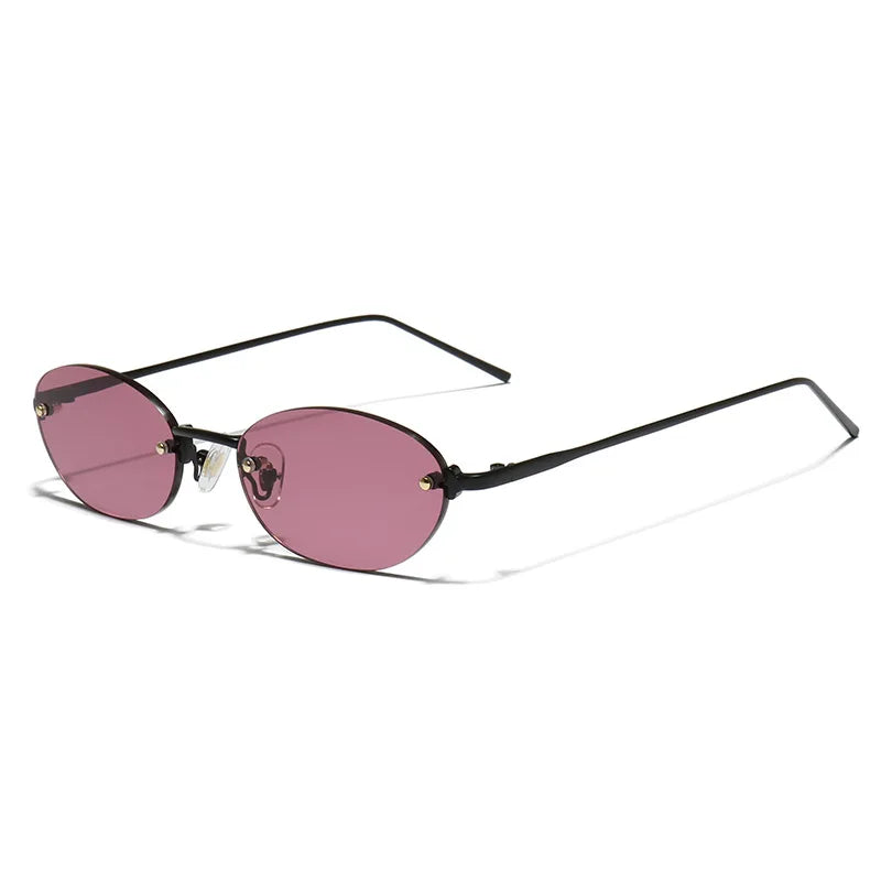 SHAUNA Fashion Small Oval Women Sunglasses Ins Popular Rimless Men Gradient Shades UV400