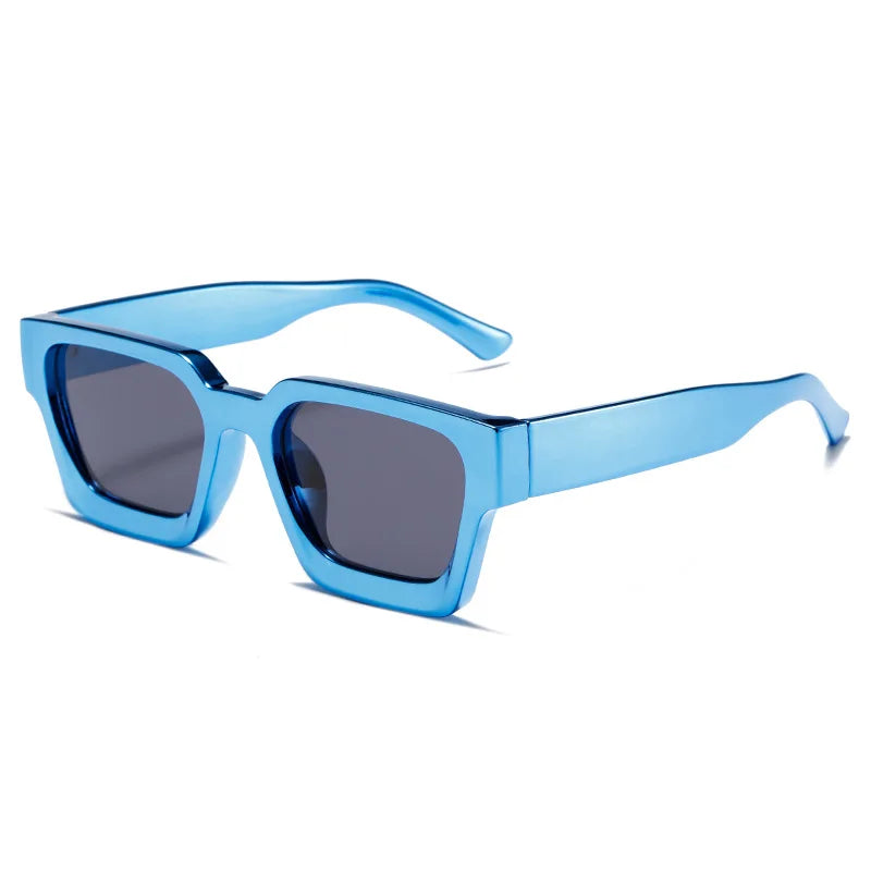 SHAUNA Retro Square Sunglasses Thick Frame Enhanced Metal Hinge UV400
