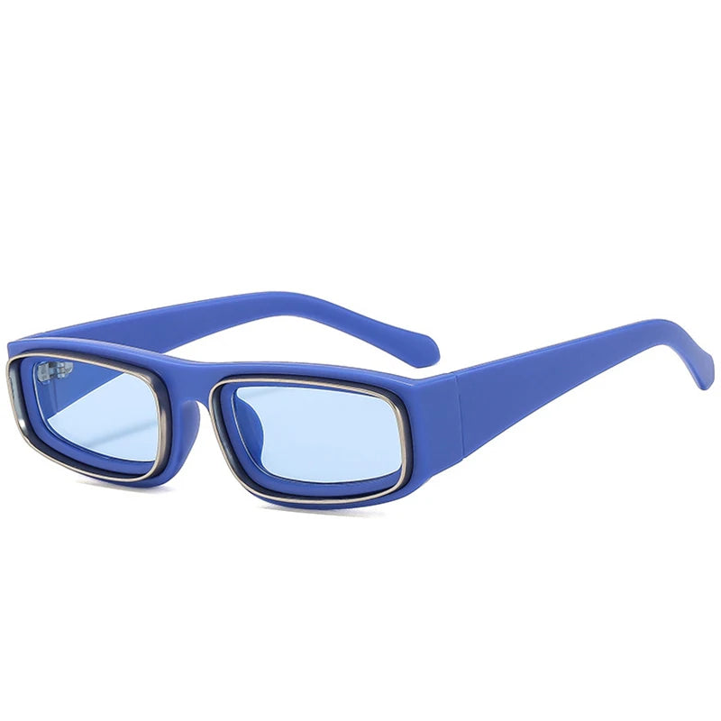 Aureon Blue Matte Plastic Rectangular Lightweight Sunglasses Astroshadez by ASTROSHADEZ.COM
