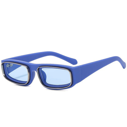 Aureon Blue Matte Plastic Rectangular Lightweight Sunglasses Astroshadez by ASTROSHADEZ.COM