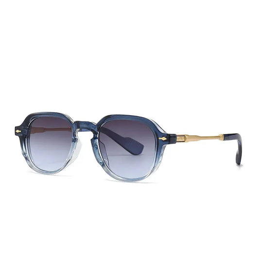 SHAUNA retro oval sunglasses, blue translucent frame, gradient gray UV400 lenses – Astroshadez
