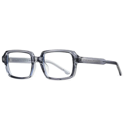 SHAUNA square-frame sunglasses in smoky gray acetate with clear gradient lenses and rivet accents – Astroshadez